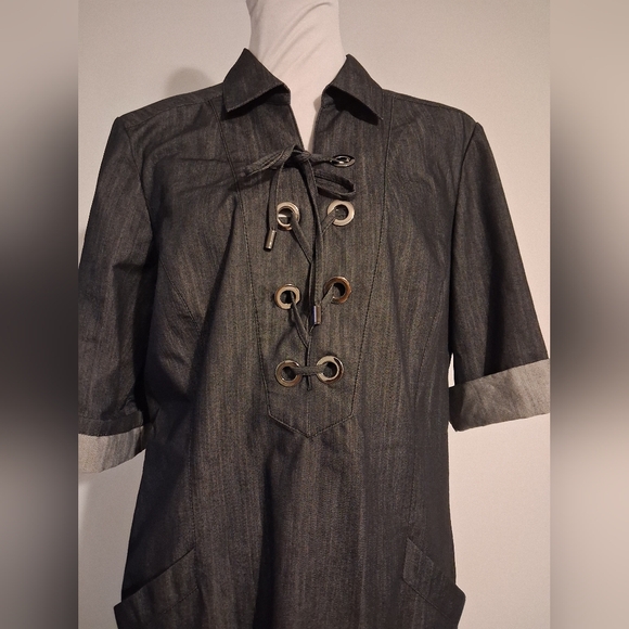 Lafayette 148 Darkwash Denim Midi Dress - Picture 3 of 14